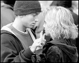 Jimmy ( Eminem) and Alex ( Brittany Mruphy) have big dreams in 8 Mile.