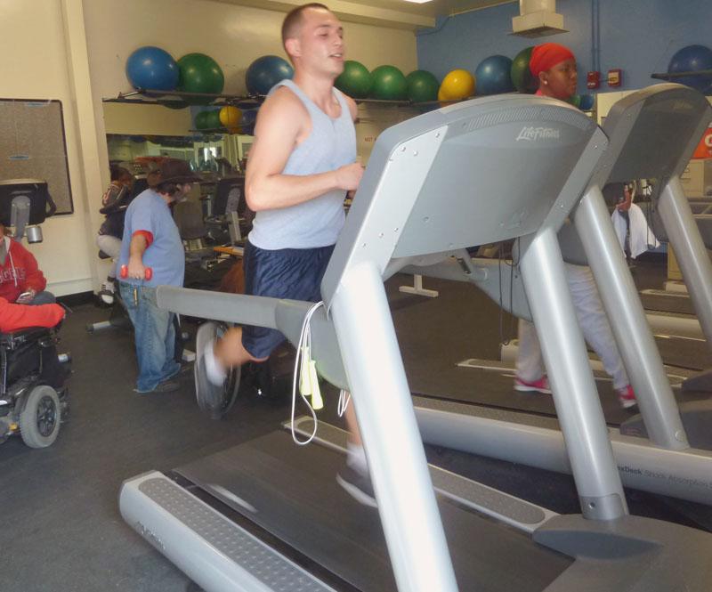 Aerospace engineer major, William De LaTorre and nursing major, Iesha Raymond taking part in an exercising activity. Exercising is a big part in physical education instructor, Deborah Jensen's experiment