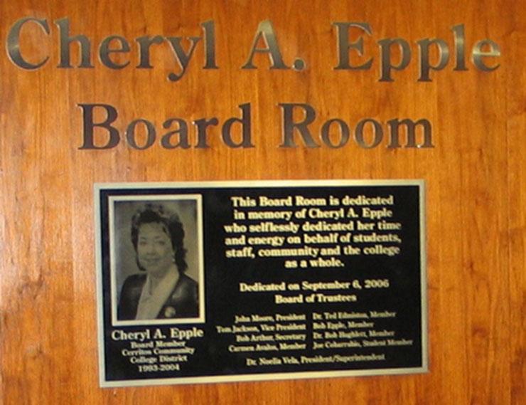 A photo of the Cheryl A. Epple boardroom at Cerritos College