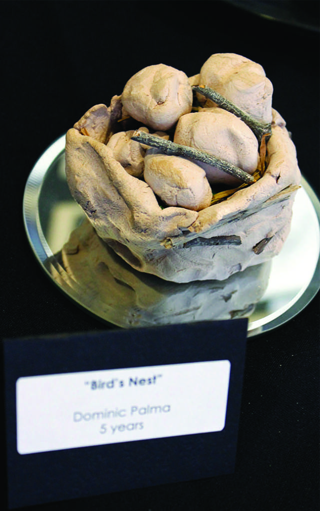 Bird Nest by Dominic Palma, age 5, located at the art exhibit held by the Child Development Center in recognition