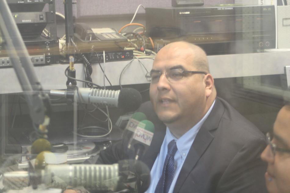 New Dean of Student Services Gilbert Contreras as a guest on the Falcon Spotlight, a WMPD radio show. He stresses the importance of leadership. Photo credit: Denny Cristales