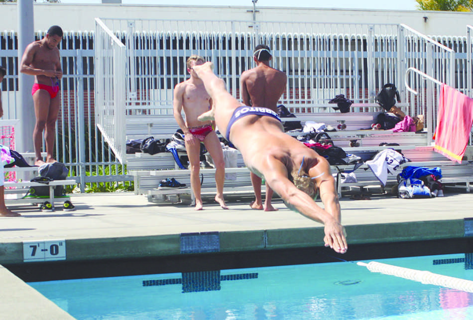 Randy Baldwin practices for swimming, even though he is also a diver. According to diving head coach Glen Myer, Baldwin is a much improved diver. Photo credit: Luis Guzman