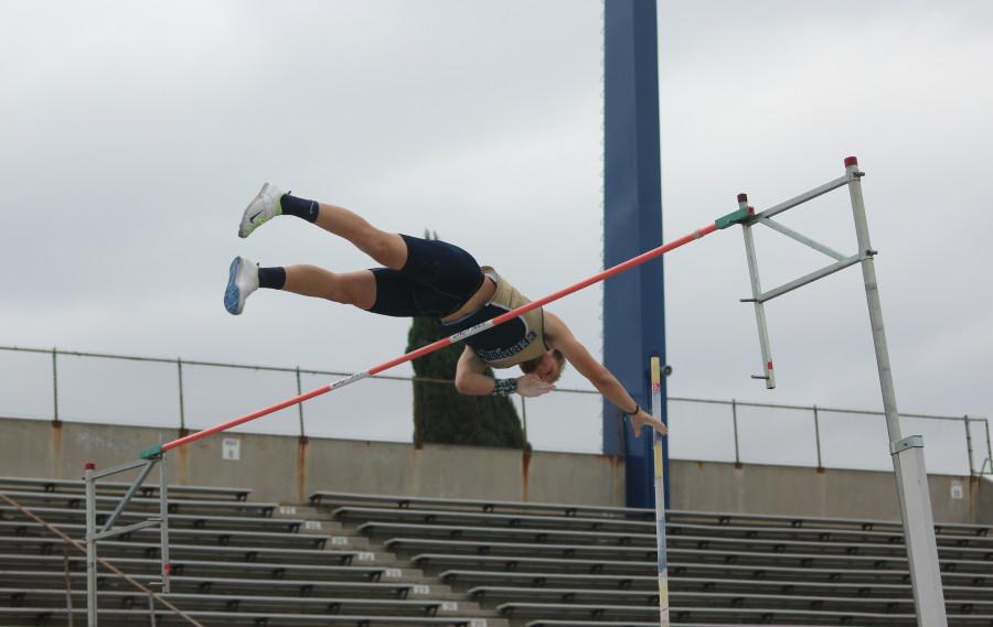 Freshman+pole+vaulter+and+javelin+thrower+Andrew+Hladek+exited+the+competition+with+a+height+of+14%3A04.+Home+track+meet+Tuesday%2C+April+21.+Photo+credit%3A+Sebastian+Echeverry