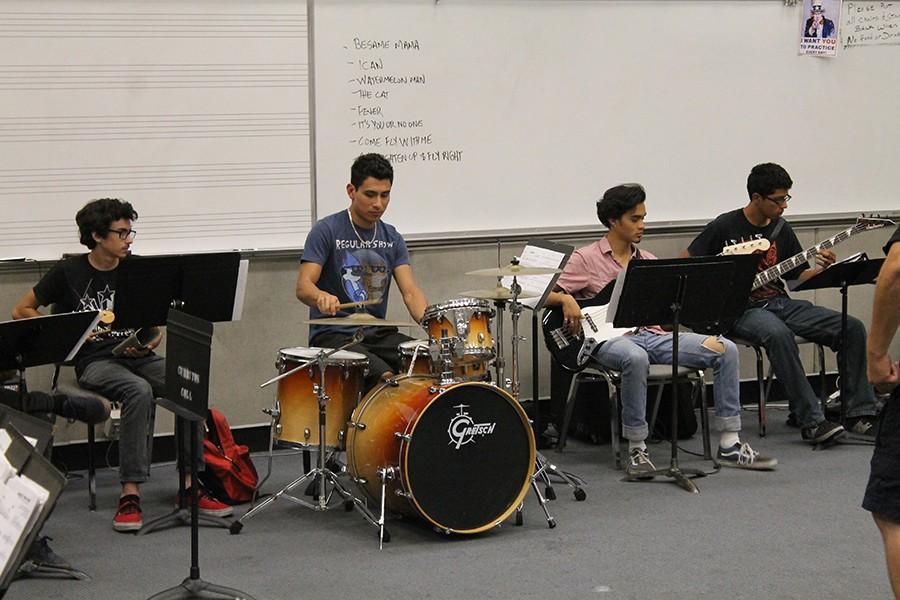 With only two more practices left, the Cerritos College Jazz Ensemble practices their setlist. They practice every Wednesday night from 7 p.m to 9:30 p.m.