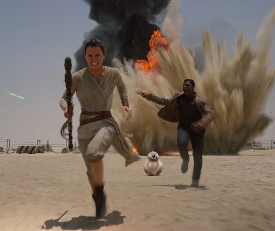 Daisy Ridley and John Boyega in "Star Wars: Episode VII - The Force Awakens." (Lucasfilm)