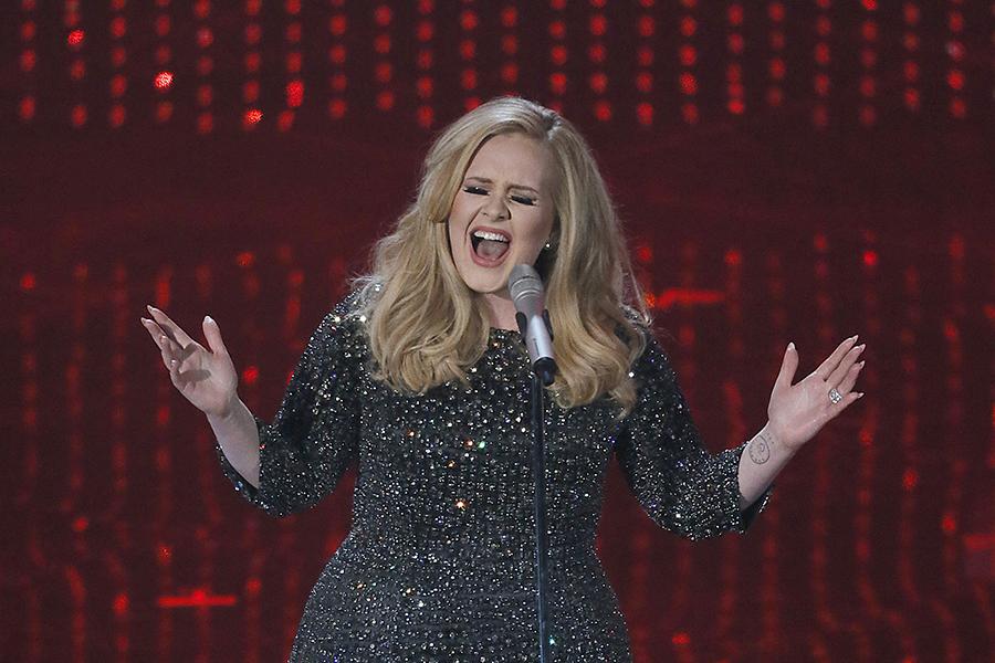 Adele sings during the show at the 85th annual Academy Awards at the Dolby Theatre at Hollywood & Highland Center in Los Angeles, California, Sunday, February 24, 2013. (Robert Gauthier/Los Angeles Times/MCT)