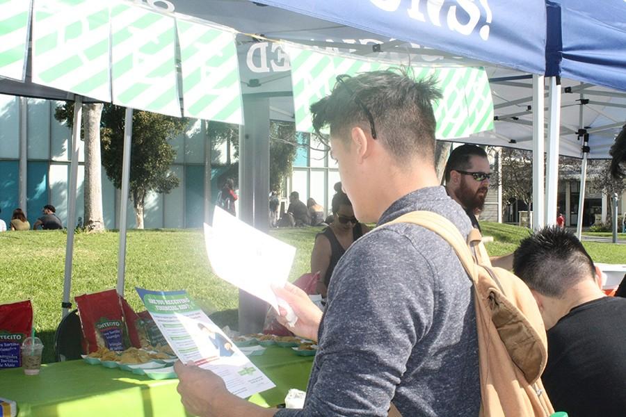 Jovan Luna is on his final semester at Cerritos College. He is a natural science major and attended the financial aid fair held February 11 from 10am-1pm at Falcon Square. Photo credit: Alvaro Flores