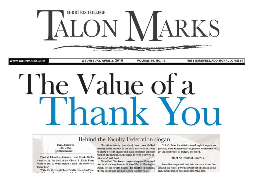 Talon Marks: April 6, 2016 Volume 60, Issue 16