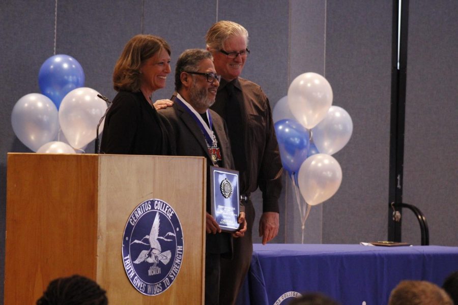 Physics professor Carlos Mera is awarded Most Outstanding Faculty. He was awarded this at the Cerritos College Outstanding Faculty Awards Ceremony on April 26 for the 2017-2018 academic year.