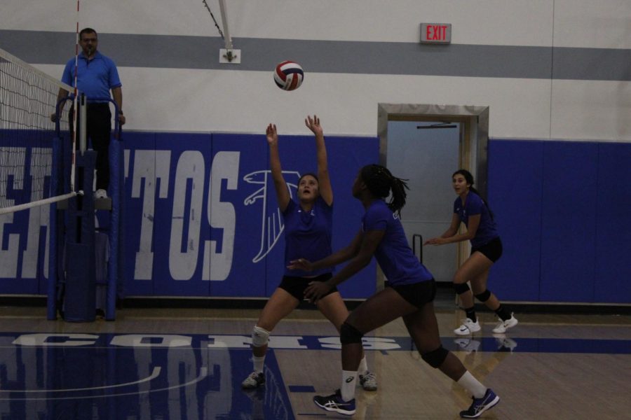 Freshman Mirka Granoble setting up sophomore Bianca Smith for a quick spike down the middle. Granoble had plenty of assists during the tournament.