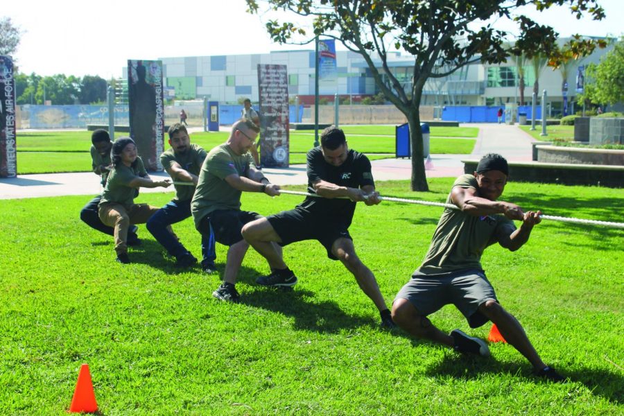 Financial aid staff, the Commerce Music Club, and Cerritos College veterans participated in a few rounds of tug-of-war competitions, with financial aid staff 
ultimately taking first place. This was the second event of Veterans Week, taking place on Nov. 6. 