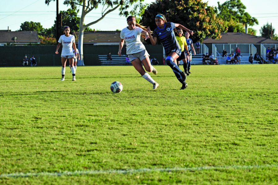 Cerritos Falcons: Sophomore Midfielder #10 dominates the ball against the Long Beach Viking. Falcons beat the Vikings 1-0 Oct. 3, 2019 