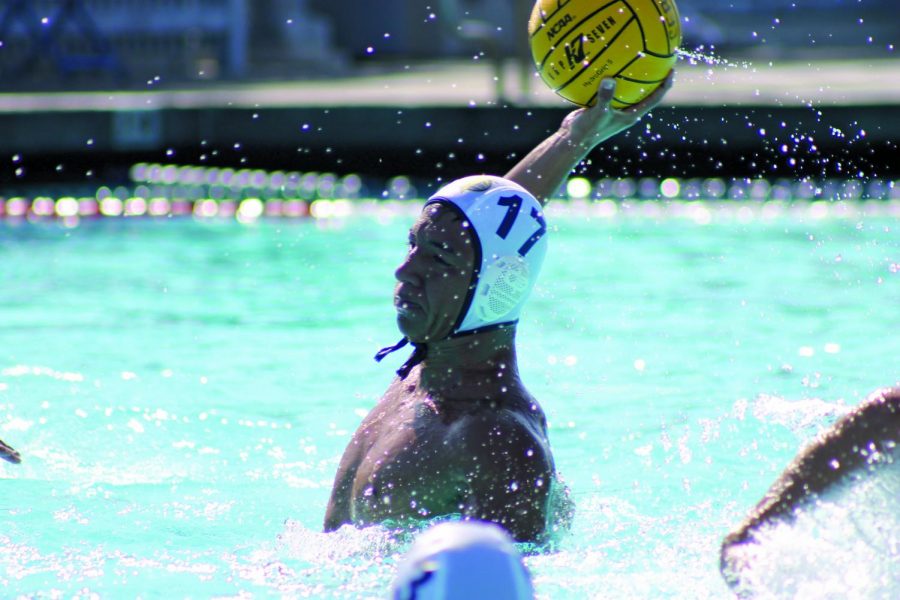 Driver: Kevin Elizarraraz No 17 scores his second goal during the 3 quarter of the game. The Falcons defeated the Orange Coast College Prates on Oct. 04 2019