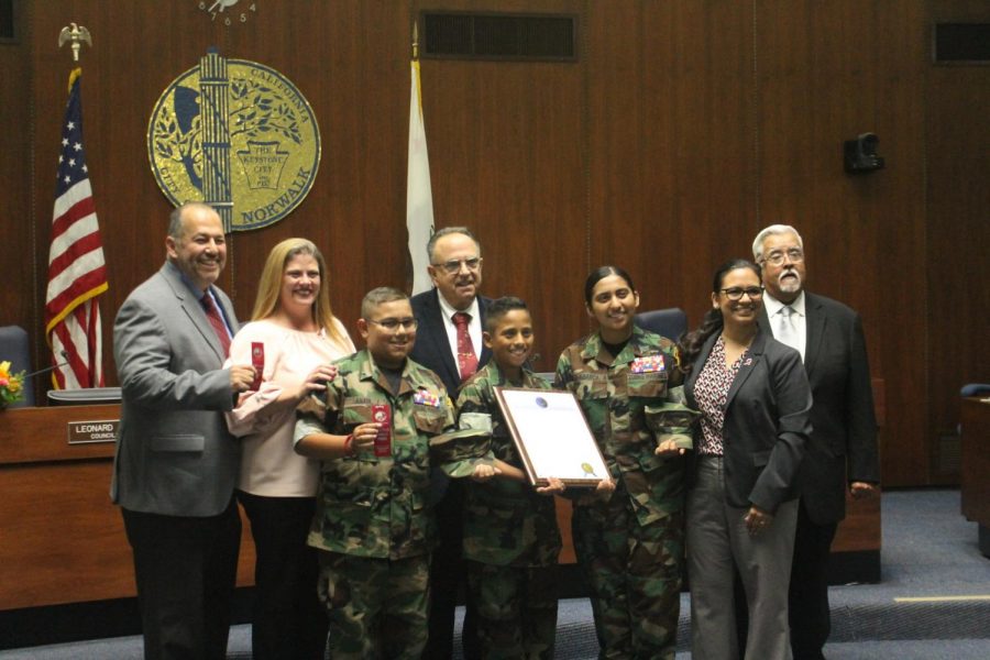 The city council gave out an award to a couple of local kids for Red Ribbon Week. Photo credit: Oscar Torres