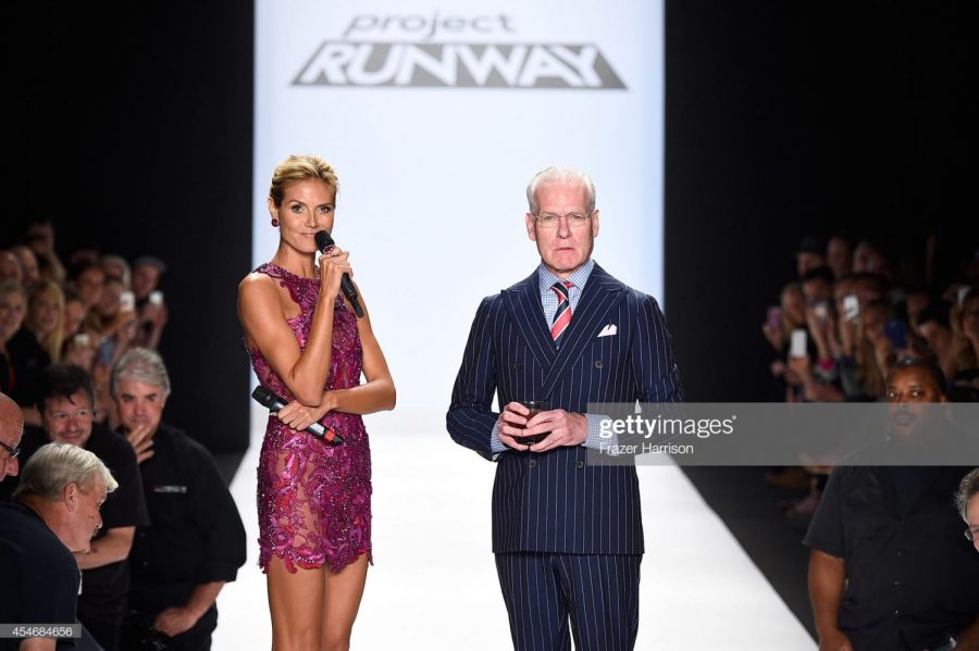 NEW YORK, NY - SEPTEMBER 05: Heidi Klum (L) and Tim Gunn walk the runway at the Project Runway fashion show during Mercedes-Benz Fashion Week Spring 2015 at The Theatre at Lincoln Center on September 5, 2014 in New York City