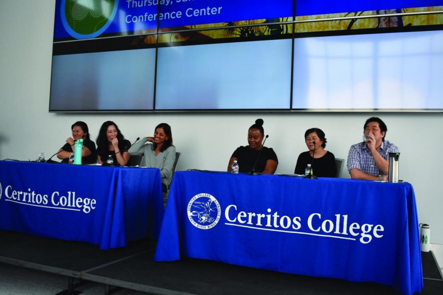 The panel shared struggles and victories on their lifepaths to their Cerritos College careers. Each panelist shared similarities and differences in their APIDA experiences as children and adults. Photo credit: Sean Davis