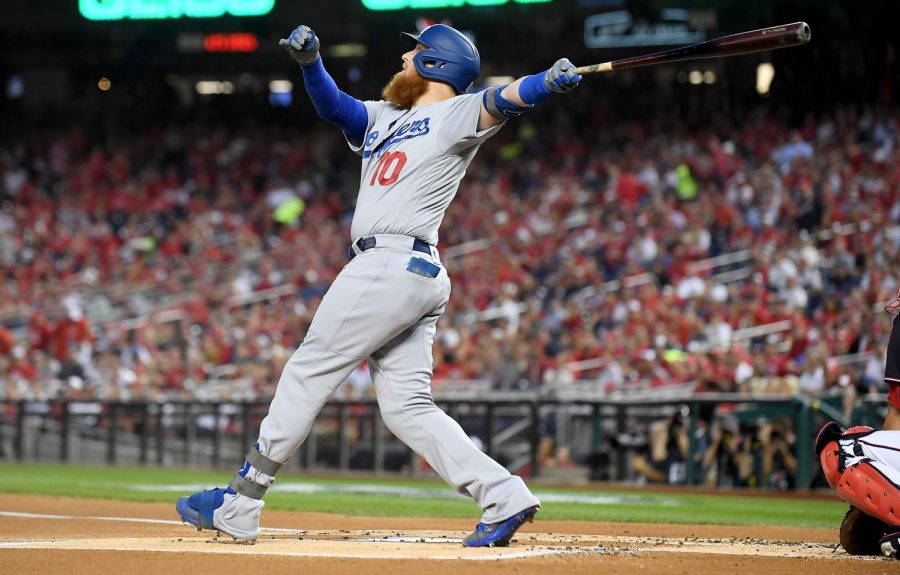The+Los+Angeles+Dodgers+Justin+Turner+hits+a+solo+home+run+in+the+first+inning+against+the+Washington+Nationals+in+Game+4+of+the+NLDS+at+Nationals+Stadium+in+Washington%2C+D.C.%2C+on+October+7%2C+2019.+%28Wally+Skalij%2FLos+Angeles+Times%2FTNS%29