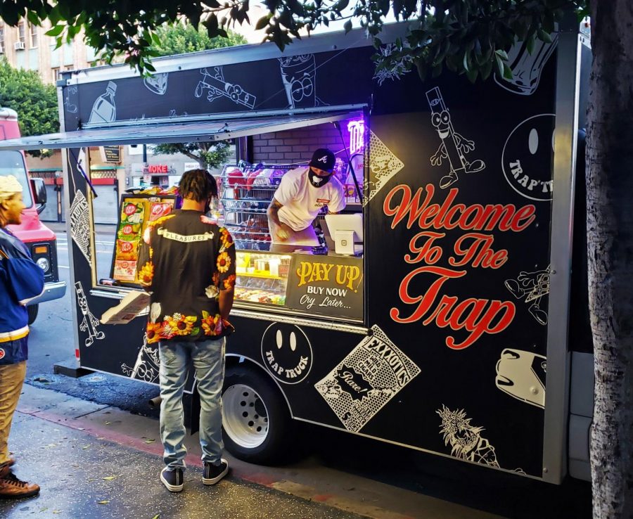 The Trap truck can be found in Los Angeles, CA. Here, a customer can find all their cannabis needs including THC-infused exotic drinks.