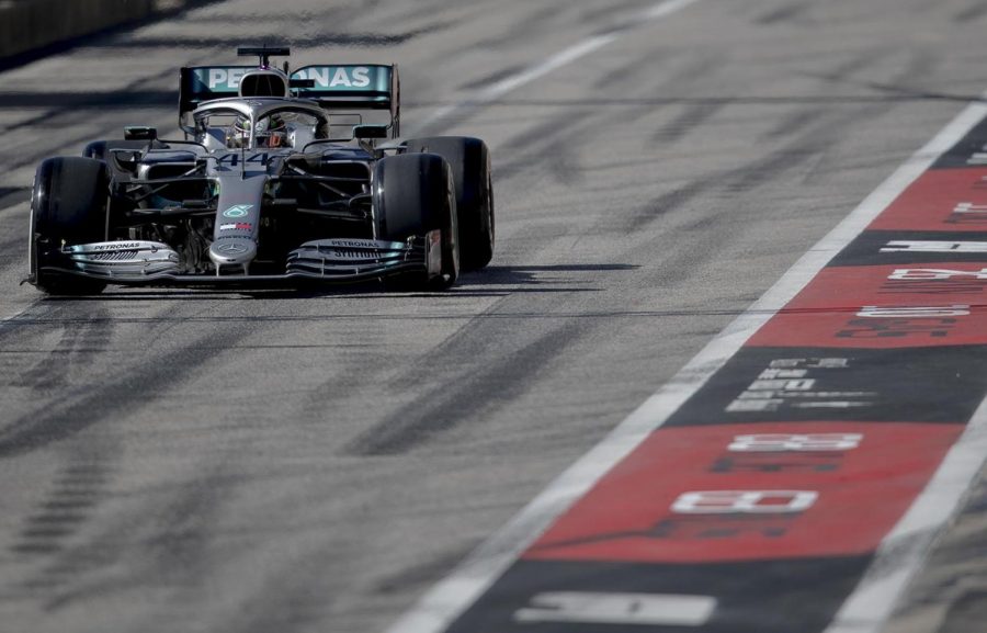 Mercedes driver Lewis Hamilton of Britain enters pit lane during Formula One's U.S. Grand Prix auto race at the Circuit of the Americas during last year's race in Austin. This year's race has been canceled. Photo credit: NICK WAGNER/AMERICAN-STATESMAN