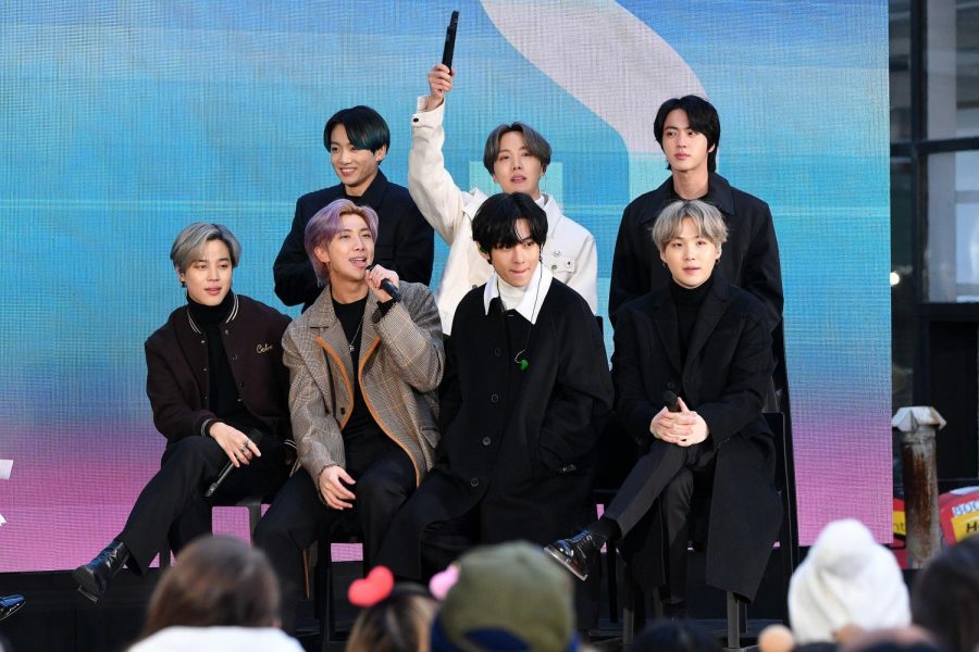 (L-R) Jimin, Jungkook, RM, J-Hope, V, Jin, and SUGA of the K-pop boy band BTS visit the Today Show at Rockefeller Plaza on February 21, 2020 in New York City. Photo credit: Dia Dipasupil/Getty Images