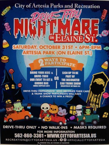 City of Artesia is hosting a Drive-thru Nightmare on Elaine Street at Artesia Park. This event will follow recommended COVID-19 guidelines. October 23, 2020
