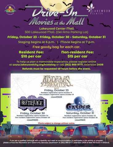 City of Lakewood is hosting Drive-in movies at the mall for Halloween. See Casper or Beetlejuice on October 30 or October 31.