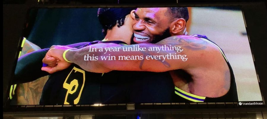Nike billboard celebrating the Lakers NBA finals win. Located on Figueroa St across from Staples Center Photo credit: Eileen Osuna