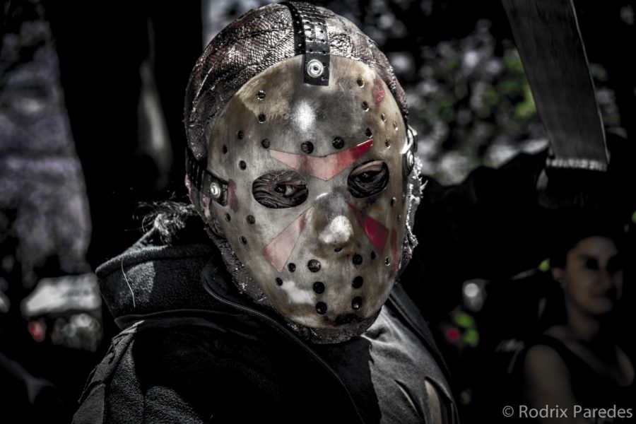 A cosplay of Jason Voorhees from the 2014 Zombie Walk. Photo credit: Image by Rodrigo Paredes from Ciudad Autónoma de Buenos Aires, Argentina - Jason - Zombie Walk 2014 - 16112014, CC BY 2.0/Wikimedia Commons