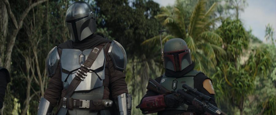 The Mandalorian (Pedro Pascal) and Boba Fett (Temuera Morrison) in Lucasfilm’s THE MANDALORIAN, season 2, exclusively on Disney+. © 2020 Lucasfilm Ltd. & ™. All Rights Reserved. Photo credit: Walt Disney Company & Lucasfilm Ltd.
