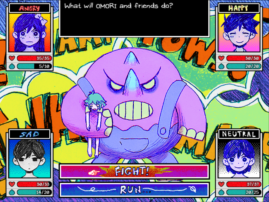 The battle system is turn-based, harkening back to JRPG systems that have been used in games before. In Omori, players emotional states are used in battle to inflict status buffs and debuffs on party members and enemies. Photo credit: Image Credit: OMOCAT, LLC. and PLAYISM