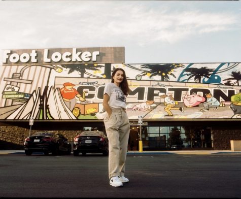 Young Compton artist in front of the mural she helped create for her local Footlocker.
credit: https://www.instagram.com/meldepaz/ Photo credit: Melissa Depaz