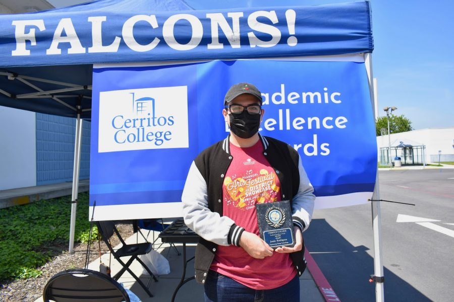 Jesse Rodriguez accepts his award for Academic Excellence on April 5, 2021. He received the award for Engineering Design Technology.  