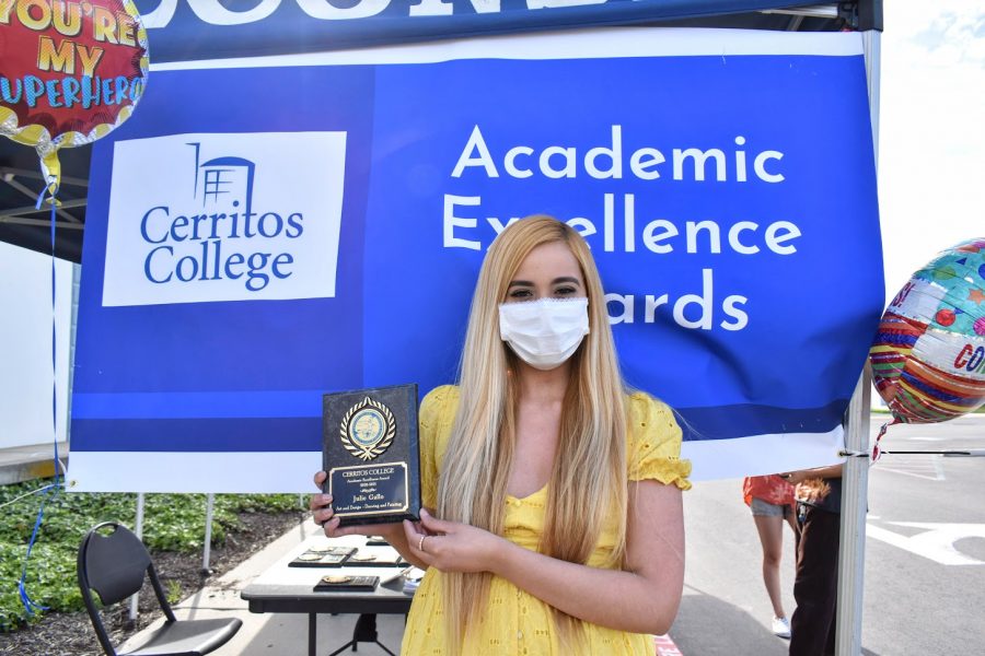 Julie Gallo accepts her award for Academic Excellence on April 7, 2021. He received the award for Art and Design - Drawing and Painting. 