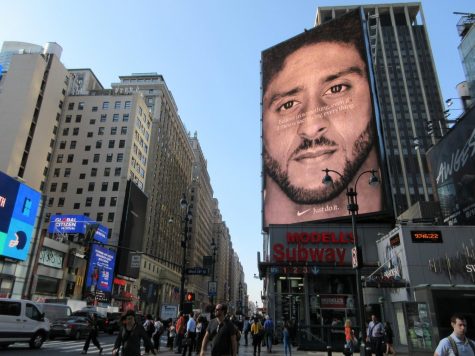Colin Kaepernick billboard for ad campaign near Maddison Square Garden in New York. Photo credit: Brecht Bug/Flickr