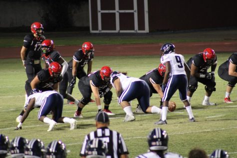 The Falcons line-up on defense. The defense performance against Chaffey led to a 43-17 win on October 16th.