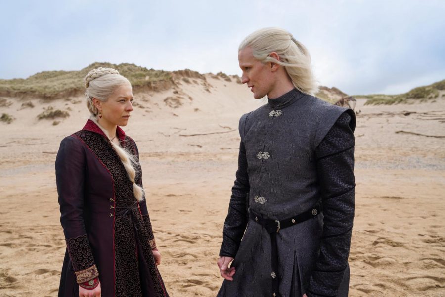 Emma D’Arcy as Princess Rhaenyra Targaryen and Matt Smith as Prince Daemon Targaryen
Photograph by Ollie Upton/HBO Photo credit: Ollie Upton/HBO