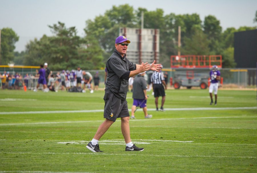 The person in the picture is former Head Coach of the Minnesota Vikings, Mike Zimmer. Mike Zimmer was fired on January 10th, 2022  because he had an 8-9 season (Pro Football Reference).