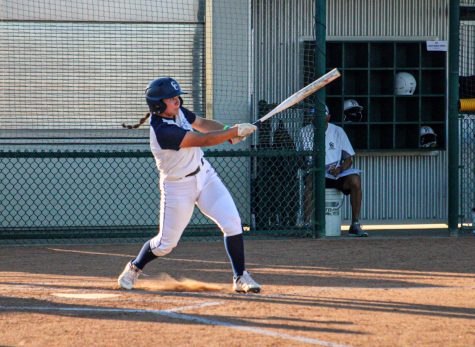 Freshman third baseman, No. 3, Brooklyn Bedolla at the plate smacks the ball for the game-changing momentum the Falcons needed. She doubled in the bottom of the sixth to bring life to her team against the Roadrunners on March, 1 2022.