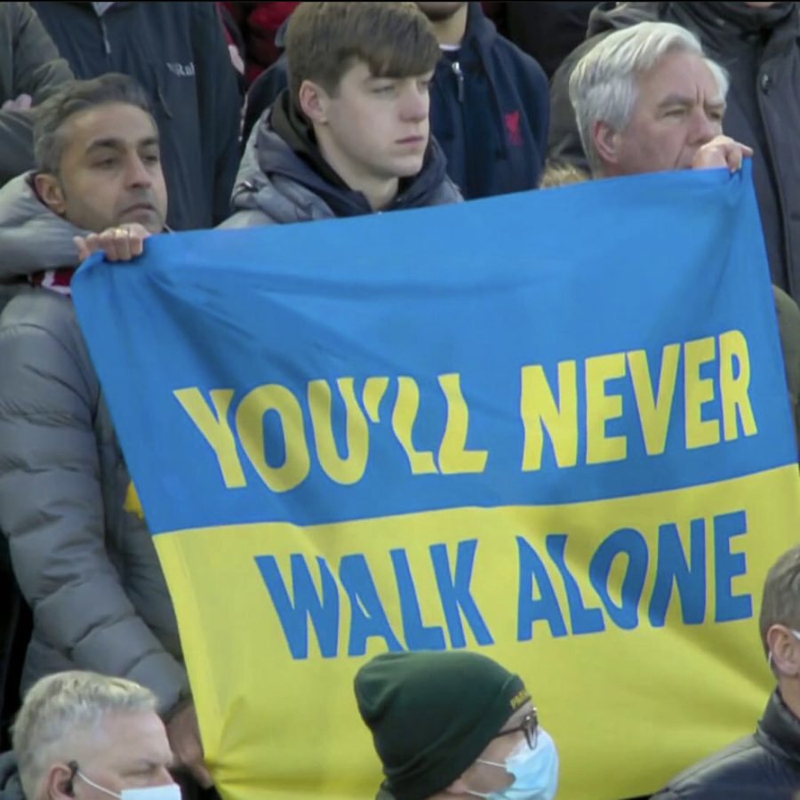Soccer fans showing their support towards Ukraine. Photo credit: nbcsportssoccer