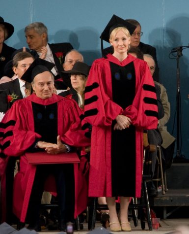 J.K. Rowling accepts her honorary degree at Harvard University.