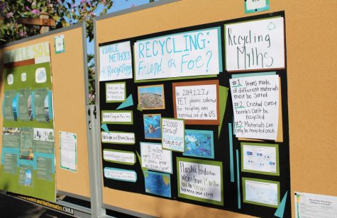 A poster made by a CSULB student that discussed recycling methods and myths.