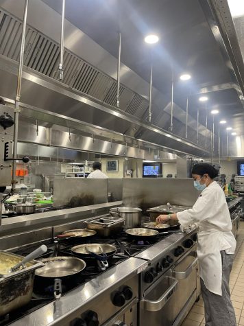 The kitchen is full of future chefs, with the student chefs preparing every meal. 