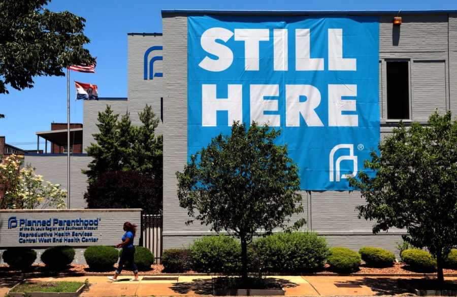 A banner hangs on the side of the Planned Parenthood of St. Louis building on May 29, 2020, after a state judge ruled against an attempt by the Gov. Mike Parson administration to shut down the lone abortion clinic in Missouri. (Robert Cohen/St. Louis Post-Dispatch/TNS) Photo credit: Robert Cohen/St. Louis Post-Dispatch/TNS