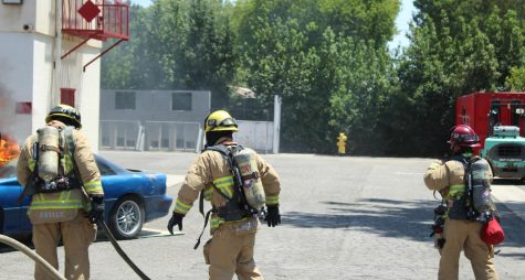 At noon, a fire demonstration were shown to the audience that included a blazing car that was hosed down by the Downey Fire Department.