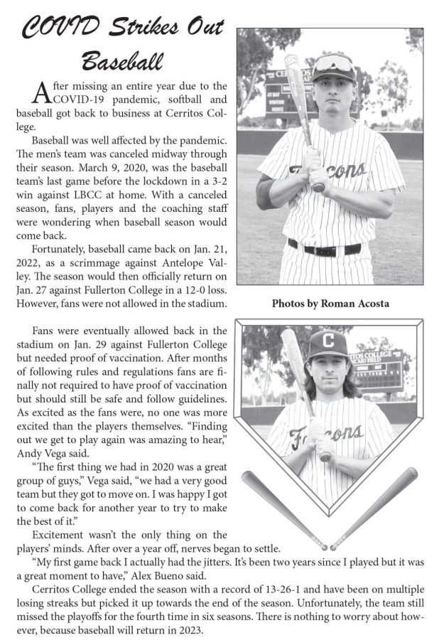 Wings Zine Page - COVID strikes out baseball