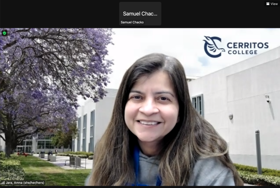 This is a photo of Amna Jara, who is the Student Activities Coordinator for Student life and was the organizer for the "Stress Less Week: Creating a Playlist." Photo credit: Samuel Chacko