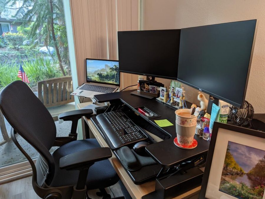 This was the set up Valery Gaspar had when she was working from home remotely during the pandemic. Photo credit: Alvaro Nevarez
