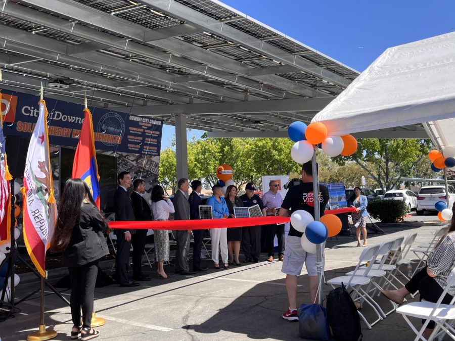 After working on the project for three years, the city of Downey finally celebrates solar energy installments throughout the city through [solar energy] panels. Photo credit: Clarissa Arceo