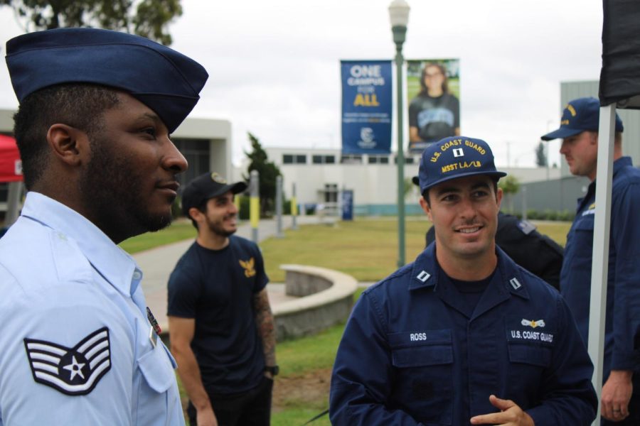 Shedrian B. Williams II, a recruiter for the U.S. Air Force and Space Force, talked with some of the members of the U.S Coast Guard on Nov. 7.