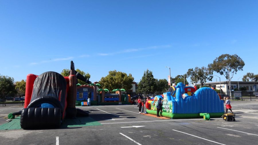 The jumpers within the Downey High School parking lot was open to all kids attending the event, March 18 